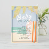 Invitation Bébé à bord Surf de plage Baby shower fille par la (Debout devant)