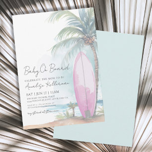 Invitation Bébé à bord Surf de plage Bébé Shower d'été