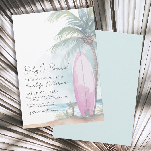 Invitation Bébé à bord Surf de plage Bébé Shower d'été