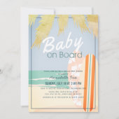 Invitation Bébé à bord Surf de plage Fille Baby shower virtue (Devant)