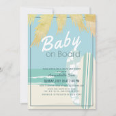 Invitation Bébé à bord Surf de plage garçon Baby shower virtu (Devant)