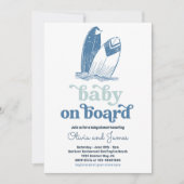 Invitation Bébé à bord Surf moderne Baby shower de plage (Devant)