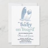 Invitation Bébé à bord Surf moderne Baby shower de plage (Devant)