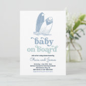 Invitation Bébé à bord Surf moderne Baby shower de plage (Debout devant)