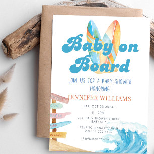 Invitation Bébé à bord Surf Ocean Sea Baby shower