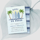 Invitation Bébé à bord surf splash bleu bébé garçon douche