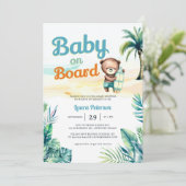 Invitation Bébé à bord Surf Tropical Cute Boy Baby shower (Debout devant)