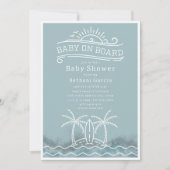 Invitation Bébé à bord surf Waves Baby shower bleu (Devant)