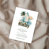 Invitation Bébé à bord Surfboard Baby shower de plage