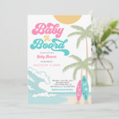 Invitation Bébé à bord Surfboard Beach Baby shower rétro (Debout devant)