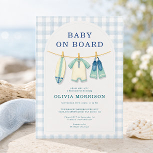 Invitation Bébé à bord Surfwear Linge de bébé pour Baby Showe
