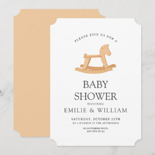 Invitation Bébé à cheval Balançoire Shower Genre Neutre Minim
