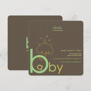 Invitation Bébé a dans le Baby shower chic Whimsical Green Be