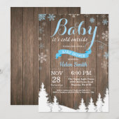 Invitation Bébé à l'extérieur du Baby shower d'hiver rustique (Devant / Derrière)