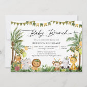 Invitation Bébé adorable Animaux dans Jungle Safari Bébé Brun (Devant)