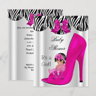 Invitation Bébé adorable chaussure bébé fille rose Baby Showe