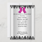 Invitation Bébé adorable chaussure rose fuchsia lacets noirs (Dos)