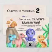Invitation Bébé adorable Dinosaures Anniversaire (Devant / Derrière)