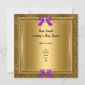 Invitation Bébé adorable Fête de naissance Bébé fille Léopard (Dos)