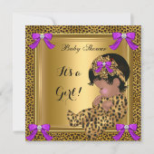 Invitation Bébé adorable Fête de naissance Bébé fille Léopard (Devant)