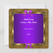 Invitation Bébé adorable Fête de naissance Bébé fille Léopard (Dos)