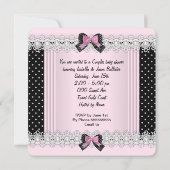 Invitation Bébé adorable Fête de Naissance Fille Rose Points  (Dos)