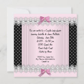 Invitation Bébé adorable Fête de Naissance Fille Rose Points  (Dos)