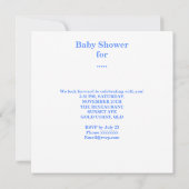 Invitation Bébé adorable Fête de Naissance Garçon Bébé Bleu B (Dos)