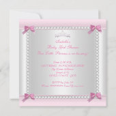 Invitation Bébé adorable Fête de Naissance Ourson Rose (Dos)