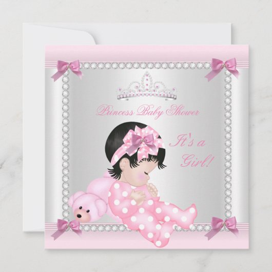 Invitation Bébé adorable Fête de Naissance Ourson Rose (Devant)