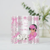 Invitation Bébé adorable Fille de douche Mignonnes Flocons de (Debout devant)