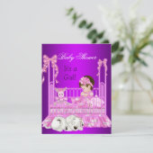 Invitation Bébé adorable Fille Shower Rose Violet (Debout devant)