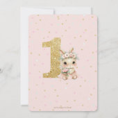 Invitation Bébé adorable lapin lapin Blush 1er anniversaire u (Dos)