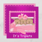 Invitation Bébé Africain-Américain Baby shower de triplets de (Devant / Derrière)