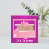 Invitation Bébé Africain-Américain Baby shower de triplets de (Debout devant)