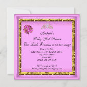 Invitation Bébé Afro-Américain Mignon Fête de Naissance Rose (Dos)