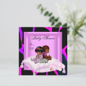 Invitation Bébé Afro-Américain Shower Fille Rose (Debout devant)