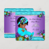 Invitation Bébé Afro-Américain Shower Fille Sarcelle Violet (Devant / Derrière)