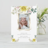 Invitation Bébé | Ajouter Photo Yellow Peonies Gold Frame (Debout devant)