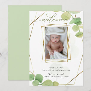 Invitation Bébé Ajouter une photo Eucalyptus du printemps m