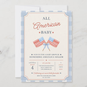 Invitation Bébé américain Fête prénatale Patriotique 4 juille