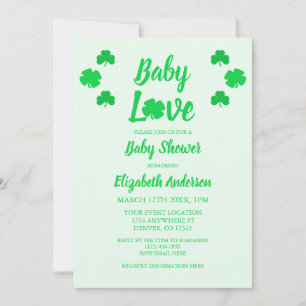 Invitation Bébé Amour Baby Shower Trèfle