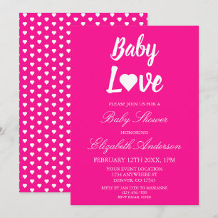 Invitation Bébé Amour Cœur Fille Baby Shower