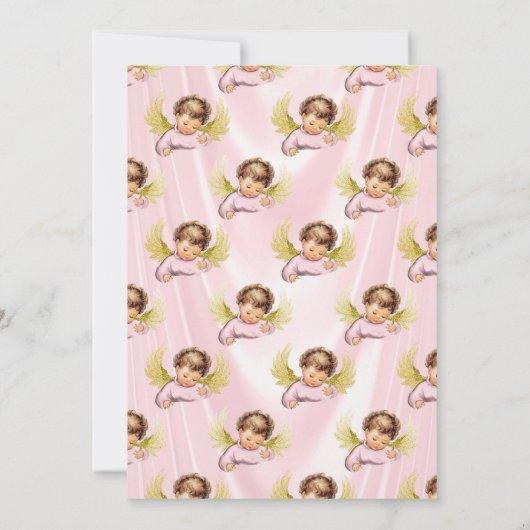 Invitation Bébé Ange Rose Or Fille (Dos)