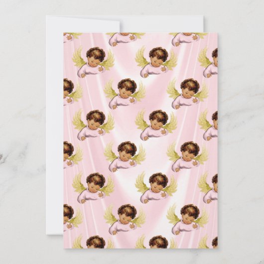 Invitation Bébé Ange Rose Or Fille Ethnique (Dos)