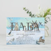 Invitation Bébé animal arctique Il fait froid dehors Douche d (Debout devant)