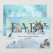 Invitation Bébé animal arctique Il fait froid dehors Douche d (Devant / Derrière)
