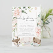 Invitation Bébé Animal Flush Flowers Baby shower Par Courrier (Debout devant)