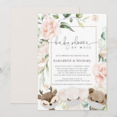 Invitation Bébé Animal Flush Flowers Baby shower Par Courrier (Devant / Derrière)