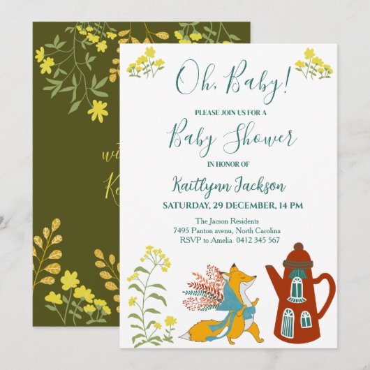 Invitation Bébé animal sauvage Zoo Baby shower (Devant / Derrière)